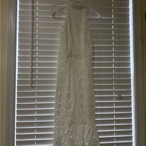 White Lace Halter Dress